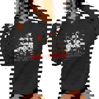 Merry Quackmas Duck Santa Hat Christmas Lights Duck Women Hoodie - Thegiftio