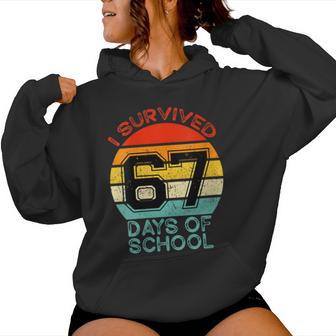 Retro I Survived 67 Days Of School Teachers Students Women Hoodie - Thegiftio UK