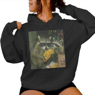 Vintage Raccoon Eating Tacos Meme Humor Women Women Hoodie - Thegiftio UK