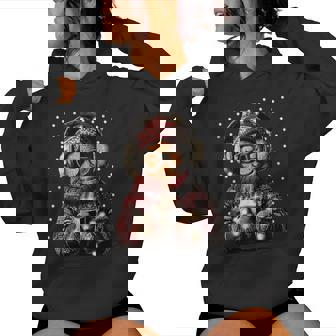 Gingerbread Cookie In Glasses Christmas Lights Coffee Winter Women Hoodie | Mazezy