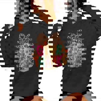 Give Thanks Fall Leopard Coquette Bow Preppy Thanksgiving Women Hoodie - Monsterry