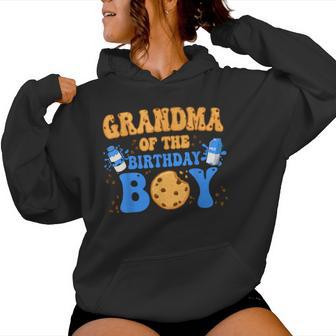 Grandma Of The Birthday Boy Milk And Cookies Lover Women Hoodie - Thegiftio UK