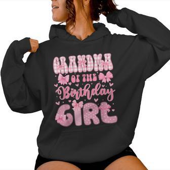 Grandma Of The Birthday Girl Family Pink Coquette Bow Bday Women Hoodie - Thegiftio UK