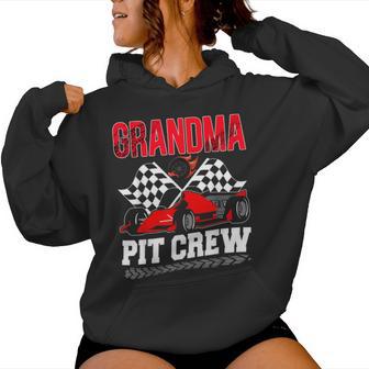 Grandma Pit Crew Racing Family Race Car Birthday Boy Women Hoodie - Thegiftio UK