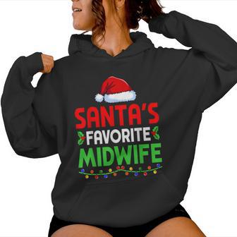 Groovy Santa's Favorite Midwife Nurse Christmas Santa Hat Women Hoodie - Thegiftio