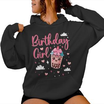 Happy Birthday Girl Cute Pink Bow Bubble Boba Tea Anime Women Hoodie - Monsterry