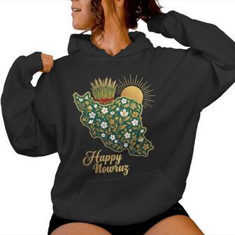 Happy Nowruz Persian New Year Iran Map Floral Spring Sabzeh Women Hoodie - Thegiftio UK