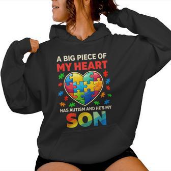 My Heart Has Autism Proud Autism Parent Dad Mom Autism Son Women Hoodie - Monsterry