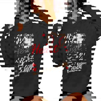 My Heart Is On That Field Cute Baseball Mom Baseball Grandma Women Hoodie - Thegiftio