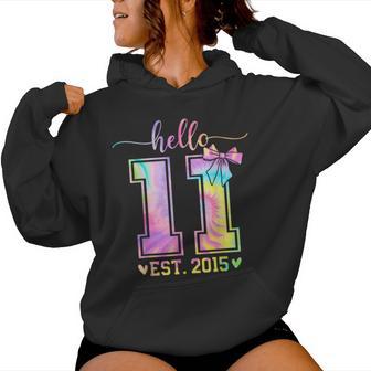 Hello Eleven Est 2015 11Th Birthday Coquette 11 Year Girl Women Hoodie - Monsterry