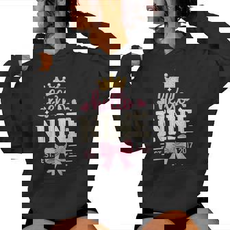 Hello Nine Est 2017 Cute 9Th Birthday Bow 9 Years Old Girl Women Hoodie - Seseable