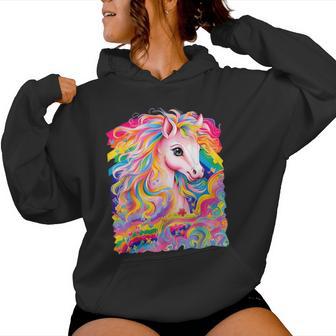 Horse Colorful Rainbow Vibrant Graphic Women Hoodie | Mazezy