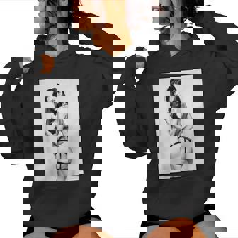 Hot Girl On 男性用 セクシー ブルネット ピンナップガール B&W レディースパーカー - Kawaiitshirt