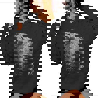 Hypnotic Capybara Weird Eyes Alt Weirdcore Spooky Halloween Women's Hoodie | Mazezy