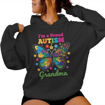 I'm A Proud Grandma Autism Awareness Flowers Butterfly Women Hoodie - Thegiftio