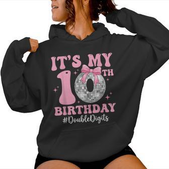 It's My 10Th Birthday Girl Double Digits Bow Disco Ball Women Hoodie - Thegiftio UK