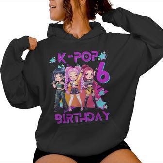 It's My 6Th Birthday Cute Chibi Kpop 6Th Birthday Girl Women Hoodie | Mazezy