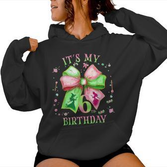 It's My 6Th Birthday Girl Witch Pink And Green 5 Year Old Women Hoodie - Monsterry
