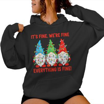 It's Fine Everything Is Fine Gnome Teacher Christmas Women Hoodie - Thegiftio UK