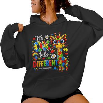It's Ok To Be Different Autism Awareness Giraffe Women Hoodie - Thegiftio UK