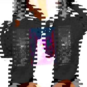 Japanese City Indie Aesthetic Glitch Art 80s 90s Vaporwave Women's Hoodie | Mazezy