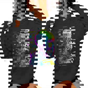 Japanese Cyber Aesthetic Cyberdelic Glitch Sci Fi Girl Tank Top Women's Hoodie | Mazezy