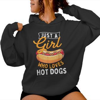 Just A Girl Who Loves Hot Dogs Hot Dog Lover Fast Food Women Hoodie | Mazezy