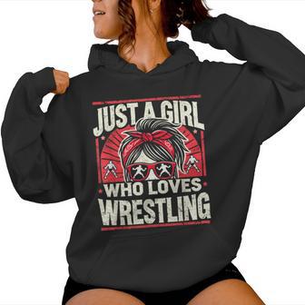 Just A Girl Who Loves Wrestling Girls & Women Wrestler Women Hoodie - Thegiftio UK
