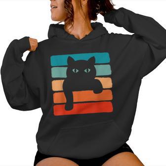 Katzenhemd Retroonnenuntergang Crazy Cat Lady Kapuzenpullover für Damen - Geschenkecke