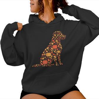 Labrador Retriever Fall Dog Autumn Leaves Thanksgiving Women Hoodie - Thegiftio UK