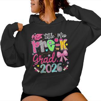 Little Miss Pre-K Grad 2026 Preschool Graduation Bow Girls Women Hoodie - Thegiftio UK