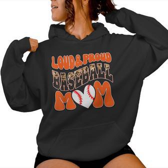 Loud Proud Baseball Mom Orange Team Leopard Baseball Mom Women Hoodie - Thegiftio UK