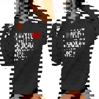 I Love My Hot Iranian Wife Distressed Heart Iran Women's Hoodie | Mazezy