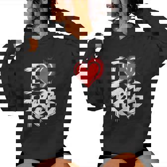 I Love R&B Bold Grunge Heart Women's Hoodie | Mazezy