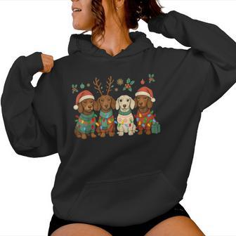 Merry Christmas Dachshund Dog Sweater Xmas Dog Mom Women Hoodie - Thegiftio UK