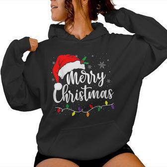 Merry Christmas Lights Red Santa Hat Xmas Family Women Women Hoodie - Thegiftio UK