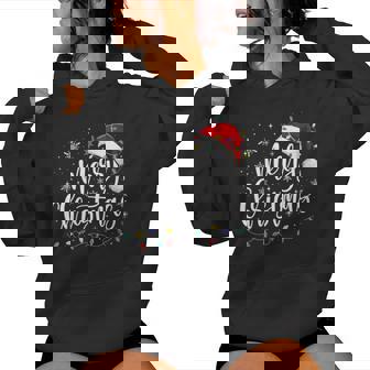 Merry Christmas Santa Hat Snowflakes Lights Women Women Hoodie | Seseable CA