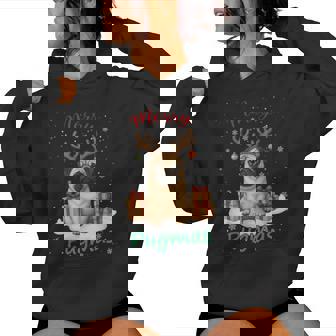 Merry Pugmas For Woman Pug Lovers Fanny Christmas Pug Women Hoodie | Mazezy