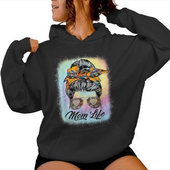 Messy Bun Woman & Monster Truck Mom Life Happy Tie Dye Women Hoodie - Thegiftio UK