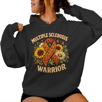 Ms Awareness Sunflower Leopard Ribbon Multiple Sclerosis Women Hoodie - Thegiftio UK