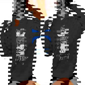 Nicaraguan Flag Messy Bun Hair Nicaragua Girl Women's Hoodie | Mazezy