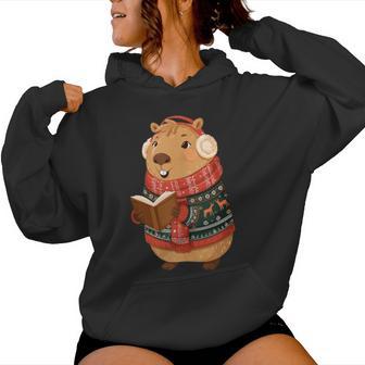 Nice Capybara In Xmas Sweater Costume For Boys And Girls Women Hoodie - Thegiftio UK