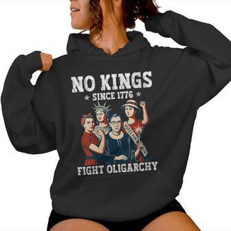 No Kings Fight Oligarchy Feminist Patriot 4Th Of July Women Hoodie | Seseable UK