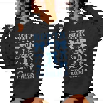 North Carolina Blue Coquette Bow Varsity Women Toddler Girls Women's Hoodie | Mazezy