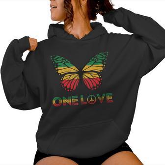 One Love Butterfly Rasta Reggae Peace Rastafari Roots Women Hoodie - Thegiftio UK