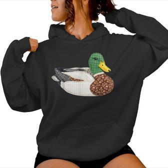 Patchwork Mallard Duck Country Cottage Aesthetic Women Hoodie - Thegiftio UK
