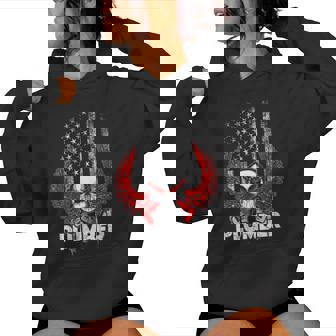 Patriotic Plumber USA American Flag Pipefitter Plumbing Women's Hoodie | Mazezy