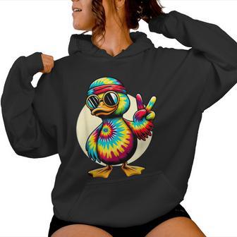 Peace Sign Tie Dye Duck Women Hoodie - Thegiftio UK