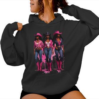 Pink Cowgirl Black Western Rodeo Boots Graphic Women Hoodie - Thegiftio UK