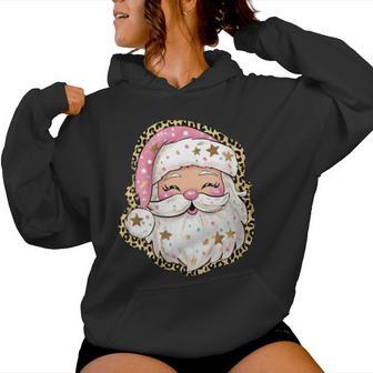 Pink Preppy Santa Christmas Pajama Graphic Women Hoodie - Thegiftio UK
